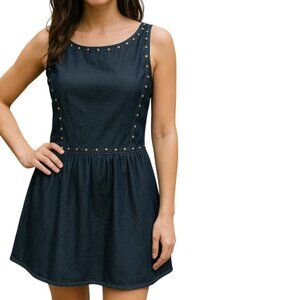 Betsey Johnson Women’s Dress Sleeveless Denim Studded Open Back Size 10 NWT